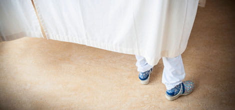 Doctor behind curtain